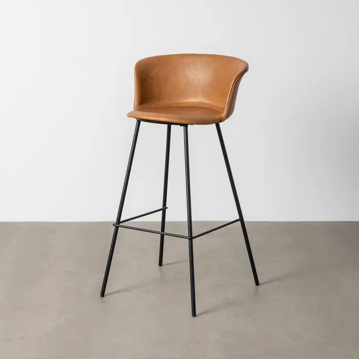 SGABELLO IN METALLO / SIMILPELLE CAMELLO 44,50x48,50x93,50 cm