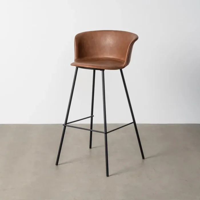 SGABELLO IN METALLO MARRONE / SIMILPELLE 44,50x48,5x93,50 CM