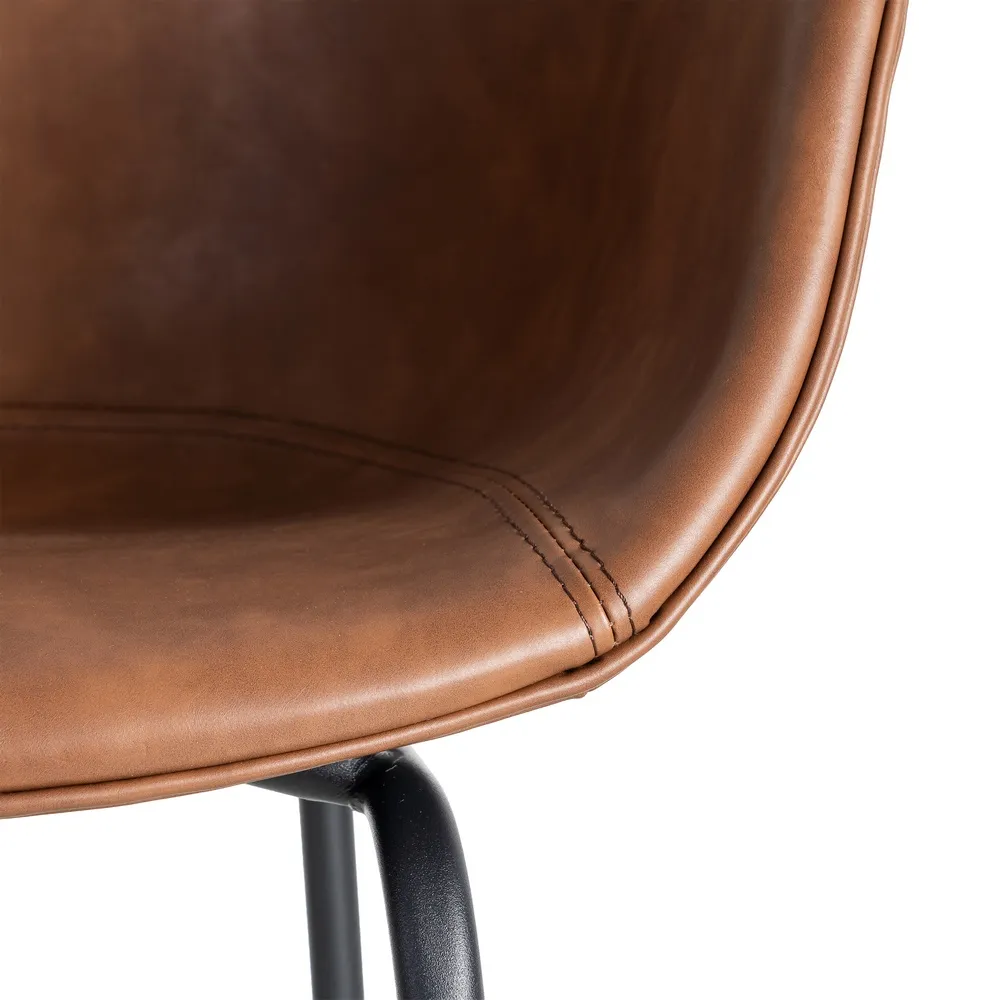 Sedia in metalloe e similipelle marrone 59 x 50,50 x 81,50 cm - immagine 8