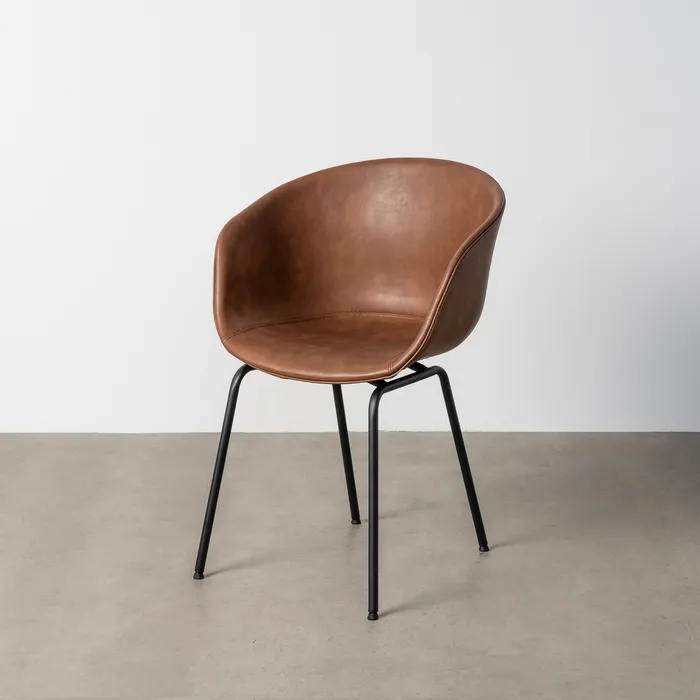 SEDIA IN METALLO MARRONE / SIMILPELLE 59 X 50,50 X 81,50 CM