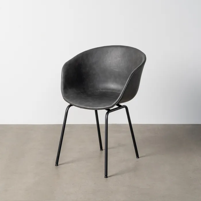SEDIA IN METALLO NERO / SIMILPELLE 59 X 50,50 X 81,50 CM