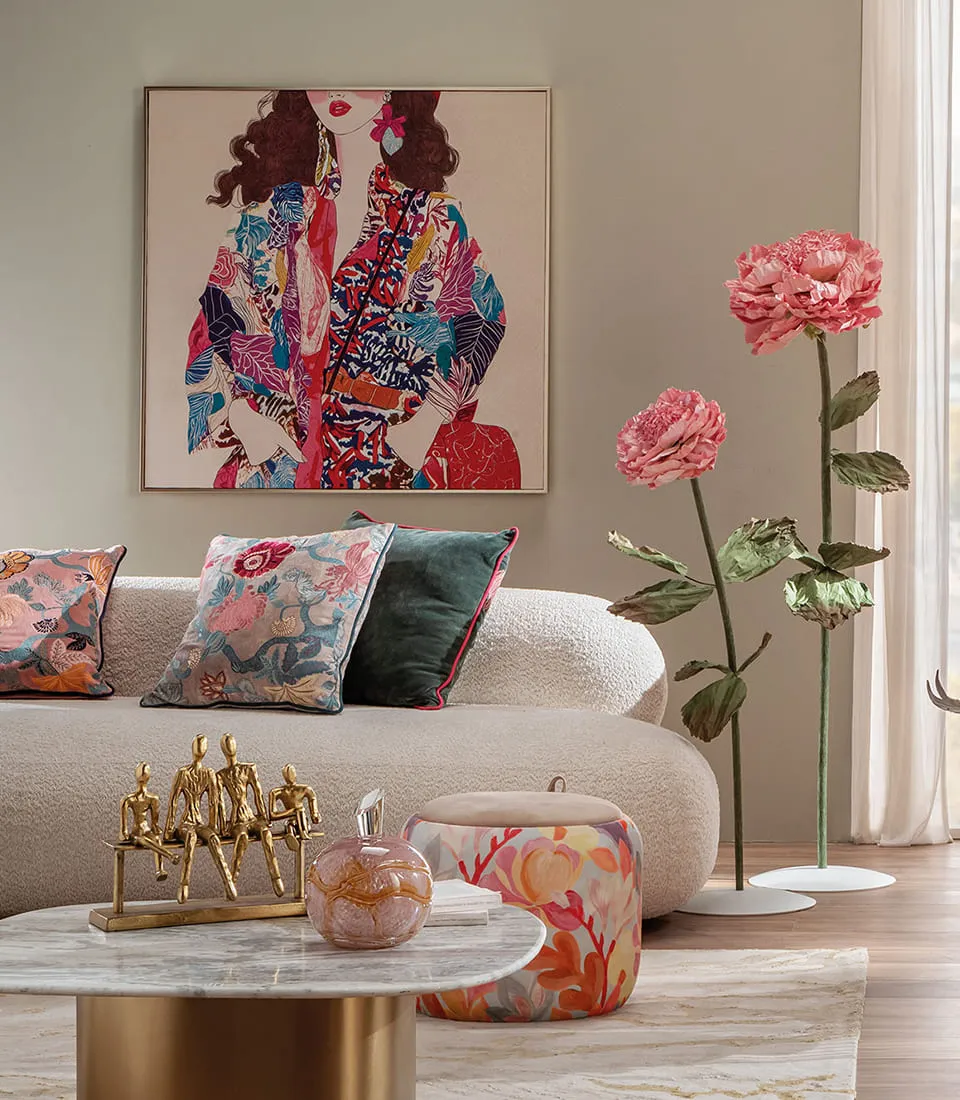 L’Oca Nera – Quadro con cornice donna con motivi floreali – 80×100 cm - immagine 3