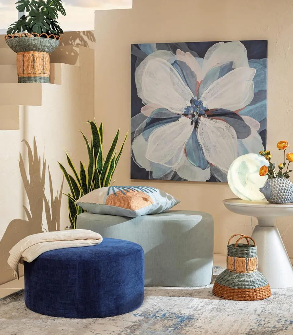 L’Oca Nera – Quadro con fiore bianco e blu – 100×100 cm - immagine 2