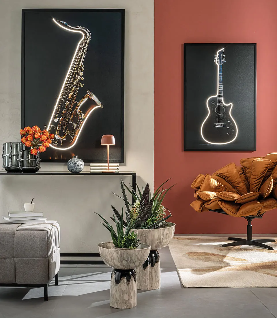 L'oca Nera - Quadro Led chitarra 80x120 cm - immagine 3