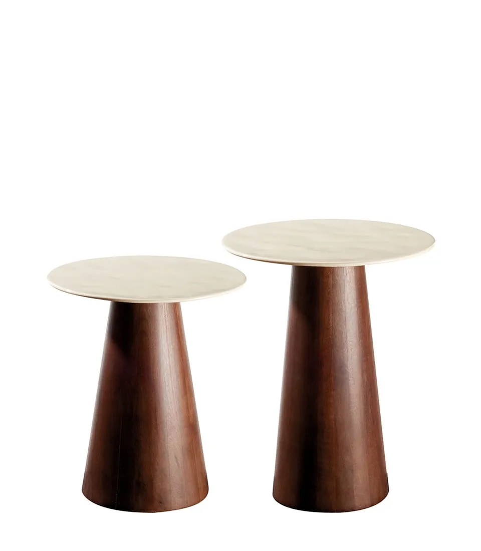 L'Oca Nera - Set 2 tavolini Modern Country Ø36 x 40h / Ø36 x 45h
