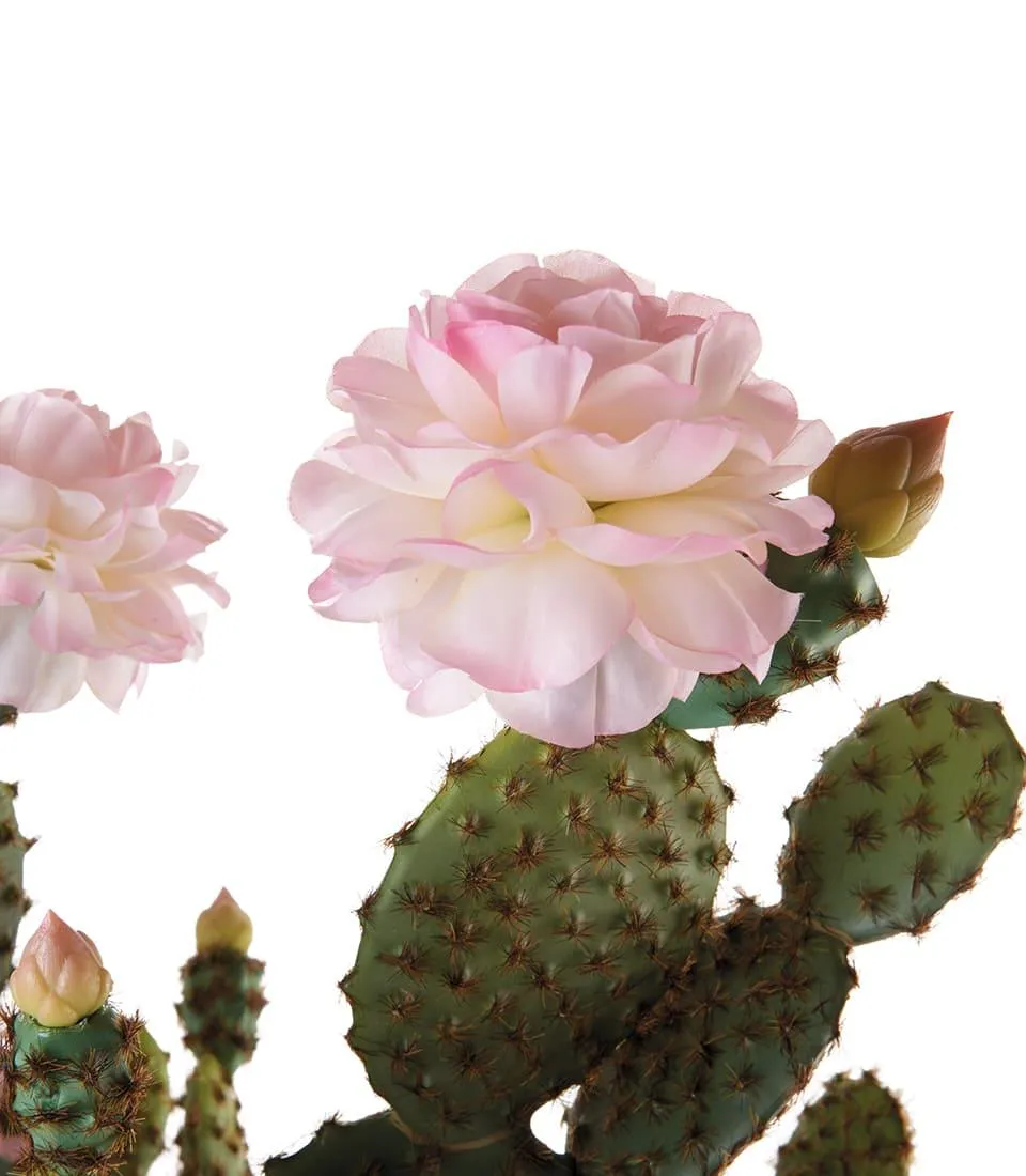 L'Oca Nera - Cactus artificiale con fiori rosa - Linea Fashion 35x27x85h cm - immagine 5