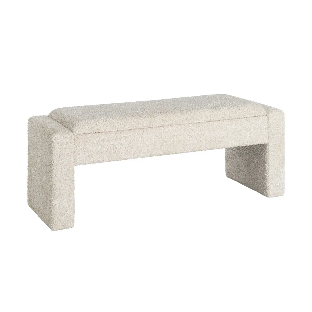 Panca contenitore crema - legno mdf / tela 117x43x45 cm - immagine 2