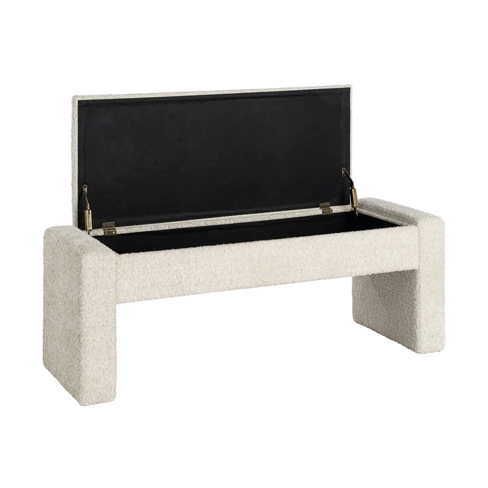 Panca contenitore crema - legno mdf / tela 117x43x45 cm - immagine 3