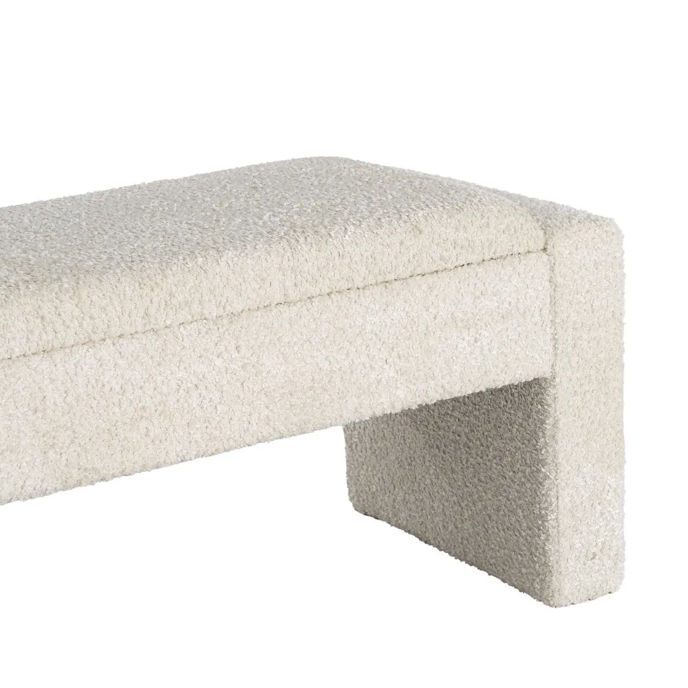 Panca contenitore crema - legno mdf / tela 117x43x45 cm - immagine 4