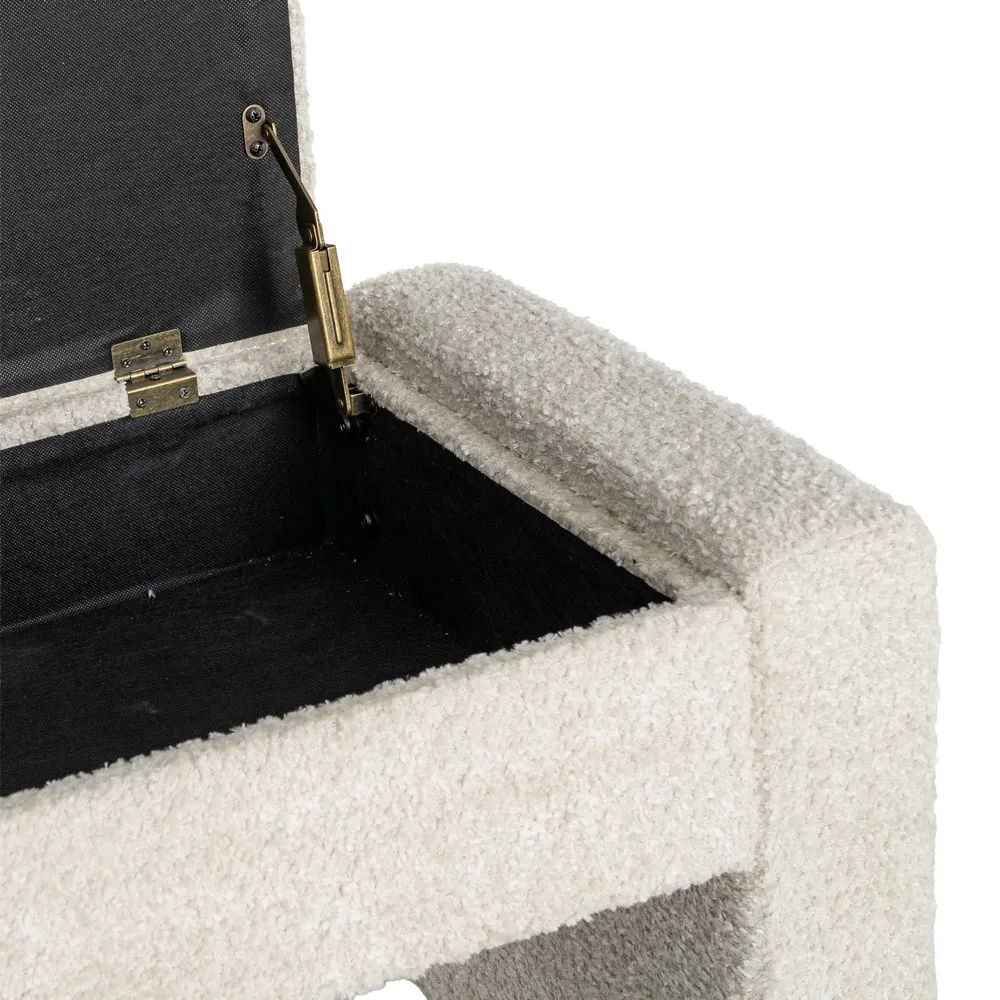 Panca contenitore crema - legno mdf / tela 117x43x45 cm - immagine 6