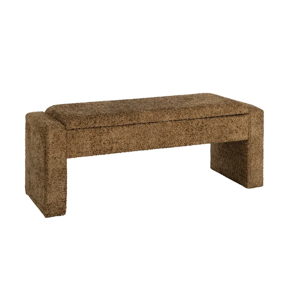 Panca contenitore ocra - legno mdf / tela 117x43x45 cm - immagine 2