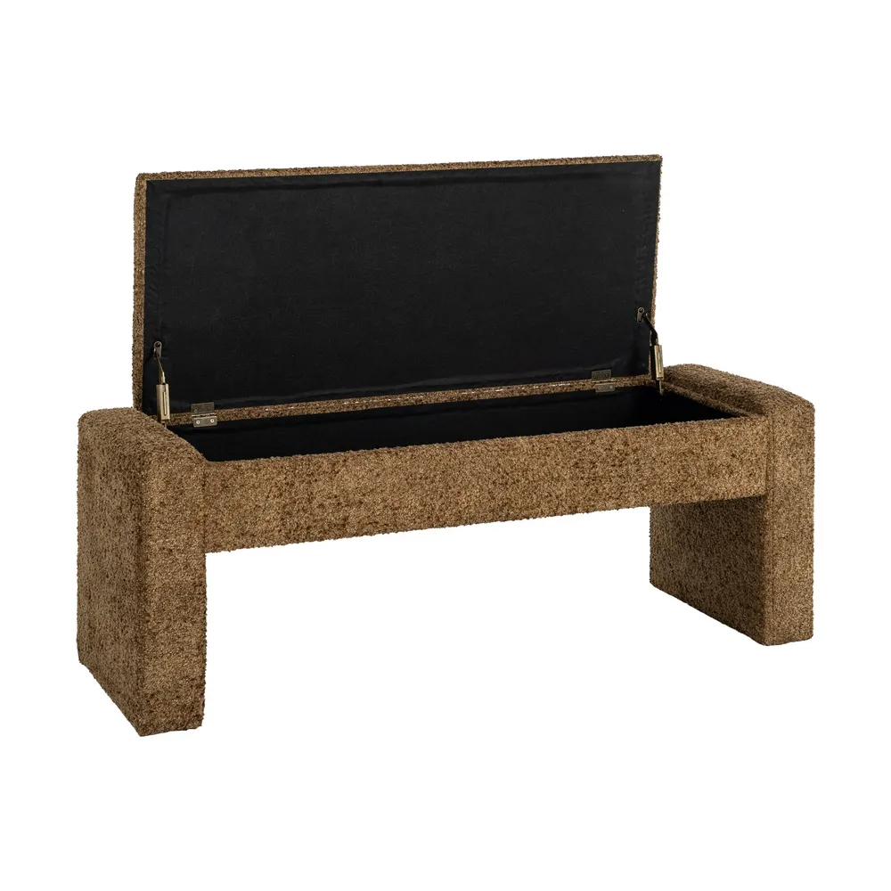 Panca contenitore ocra - legno mdf / tela 117x43x45 cm - immagine 3