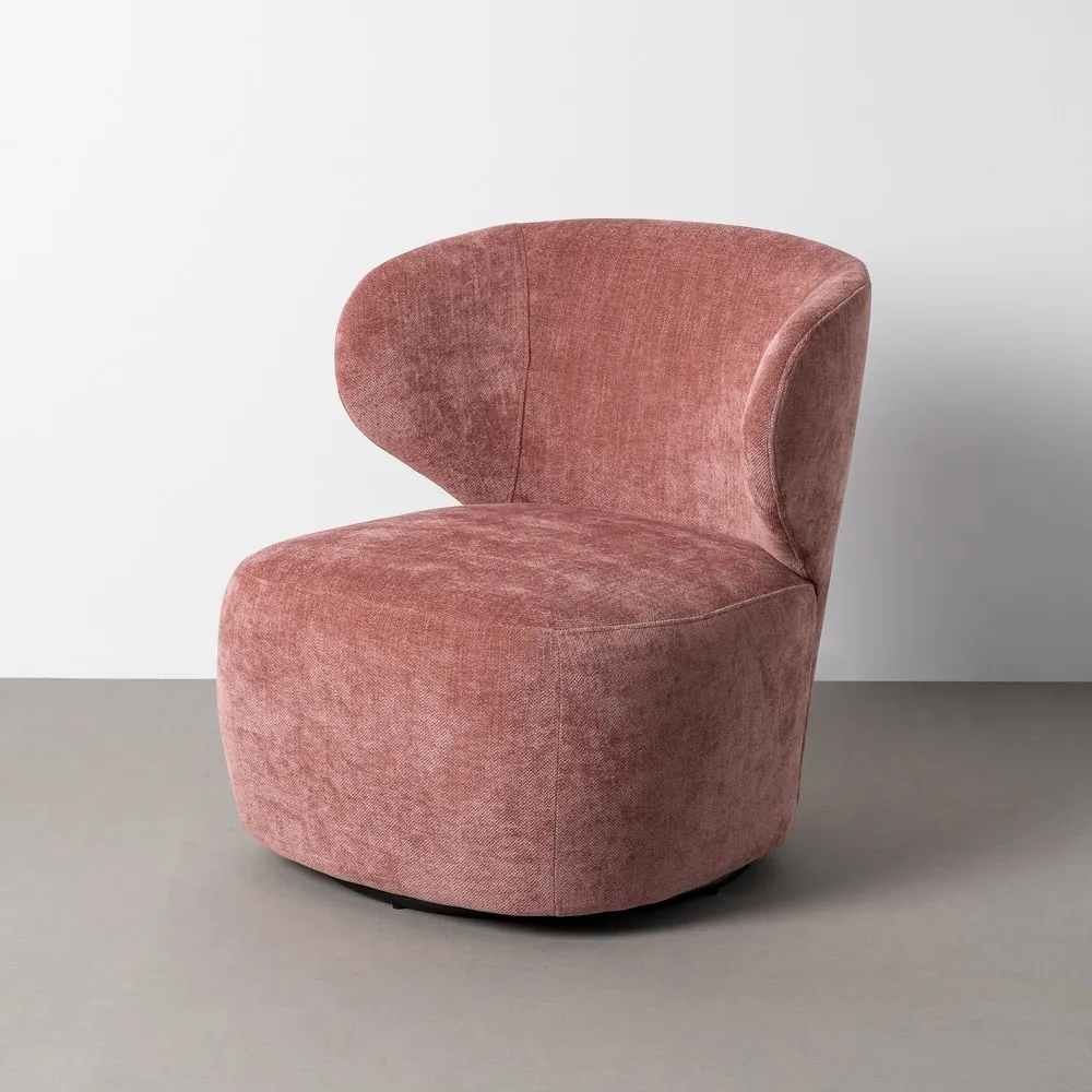 Poltrona girevole Rosa - tessuto / legno 73x68x74 cm