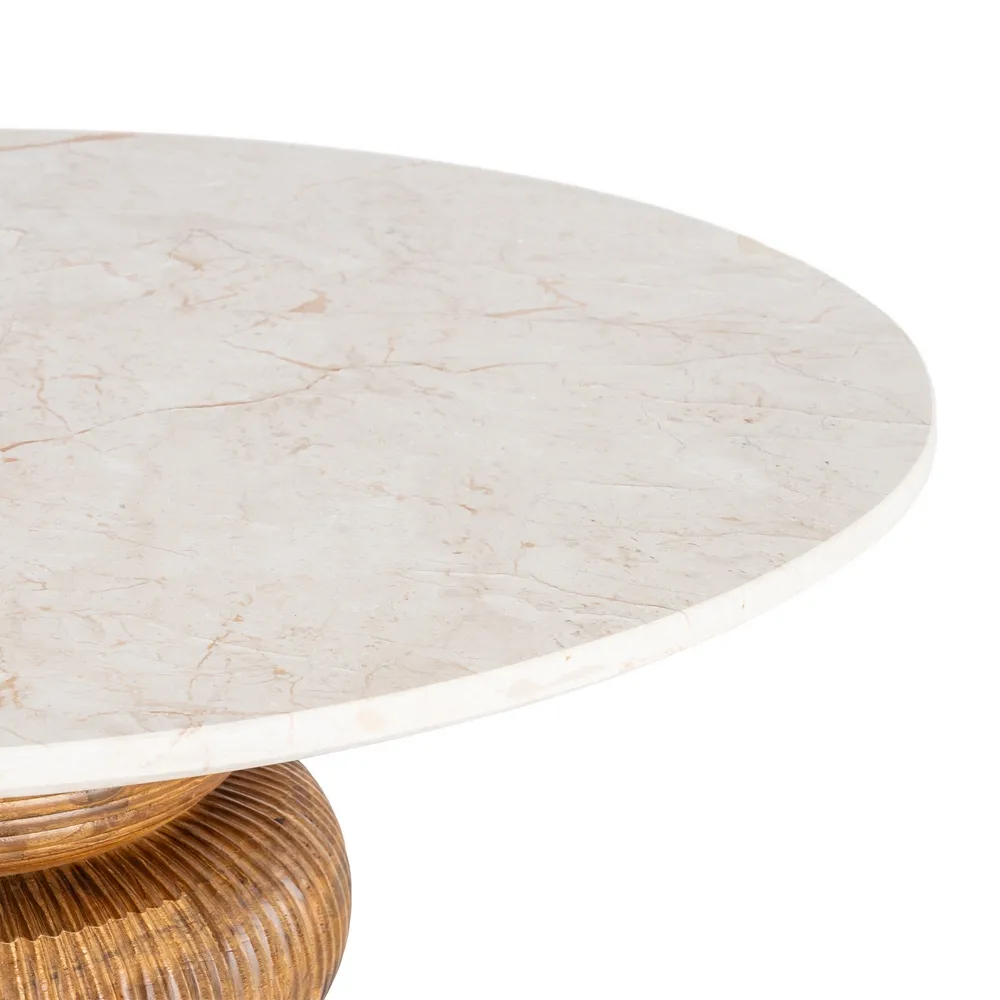 Tavolo da pranzo Soggiorno - marmo / legno di mango 120x120x77 cm - immagine 3