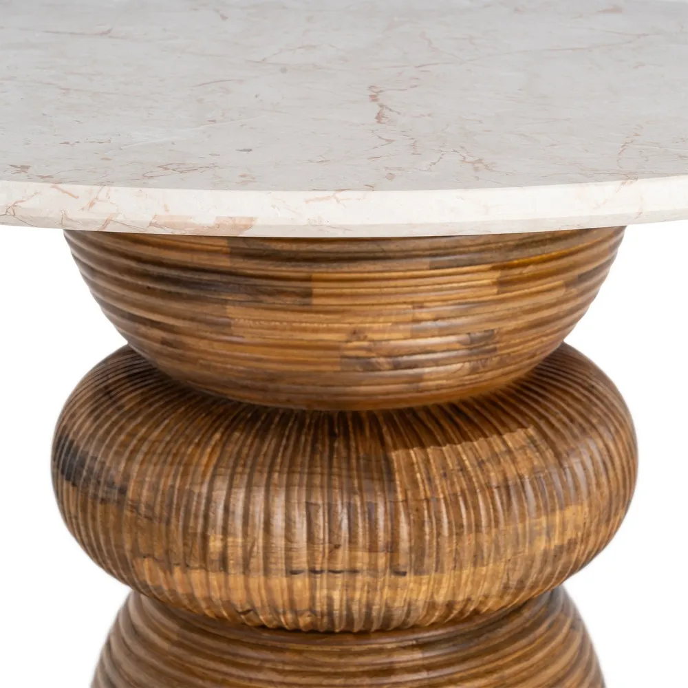 Tavolo da pranzo Soggiorno - marmo / legno di mango 120x120x77 cm - immagine 4