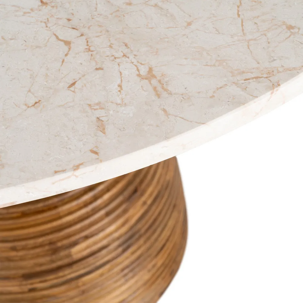 Tavolo da pranzo Soggiorno - marmo / legno di mango 120x120x77 cm - immagine 6