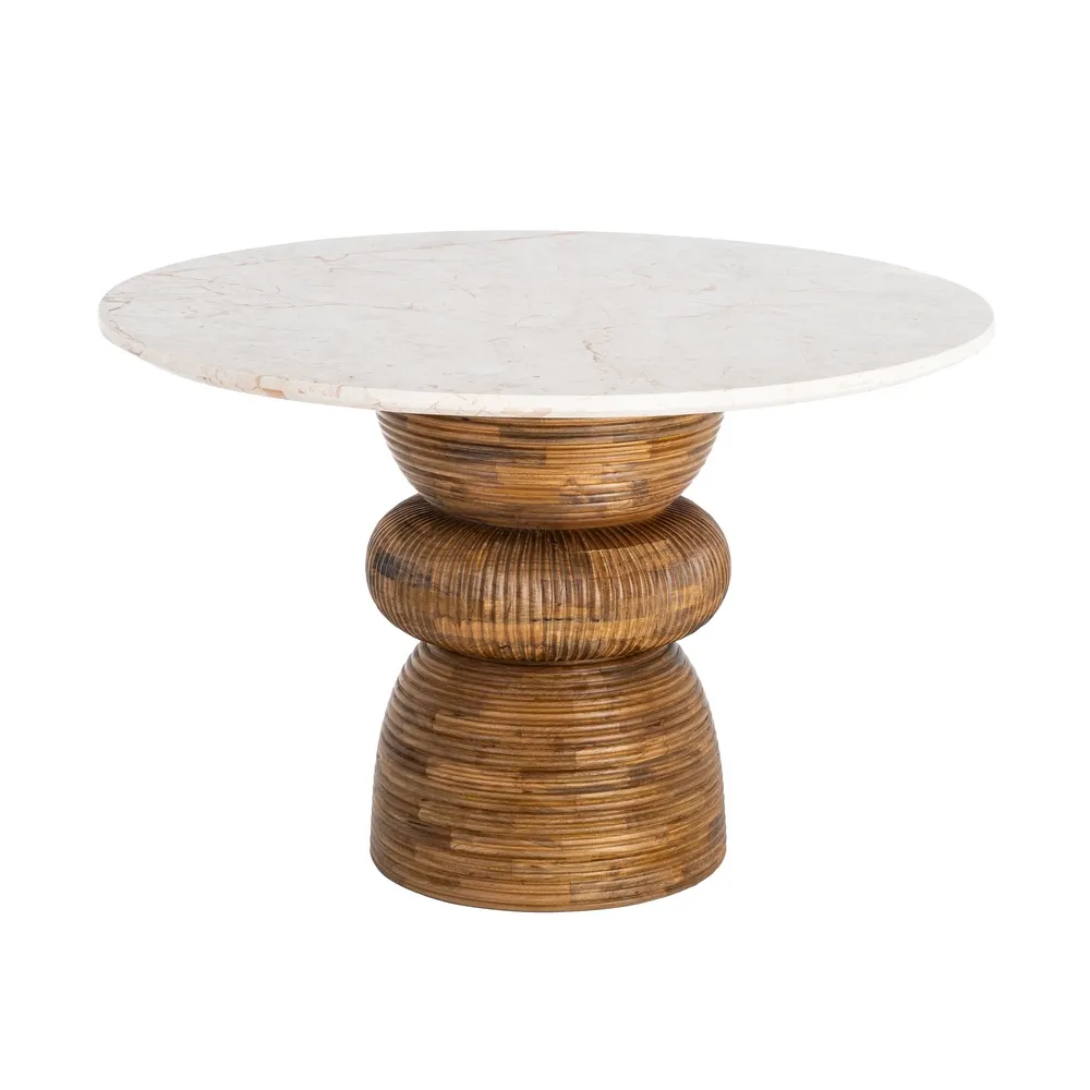 Tavolo da pranzo Soggiorno - marmo / legno di mango 120x120x77 cm - immagine 10