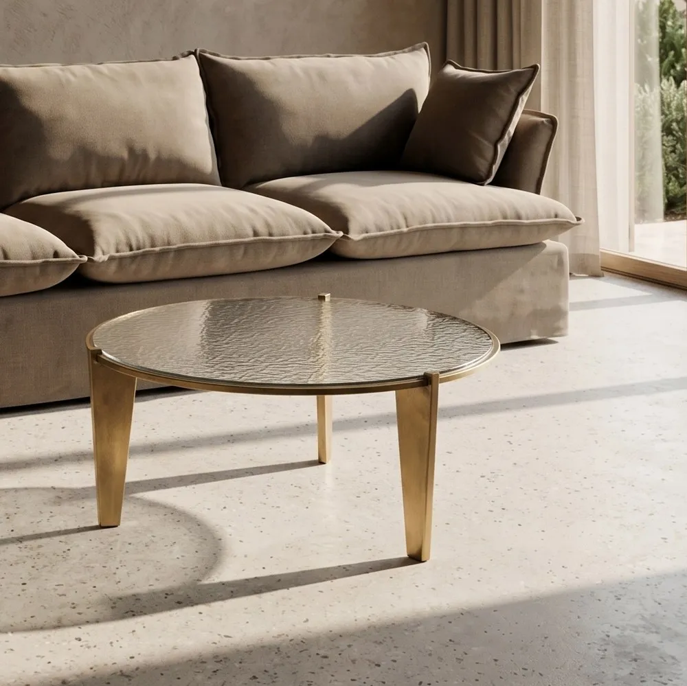 Tavolino da Caffè Oro Antico - metallo Ø79 x 37,5h cm - immagine 2