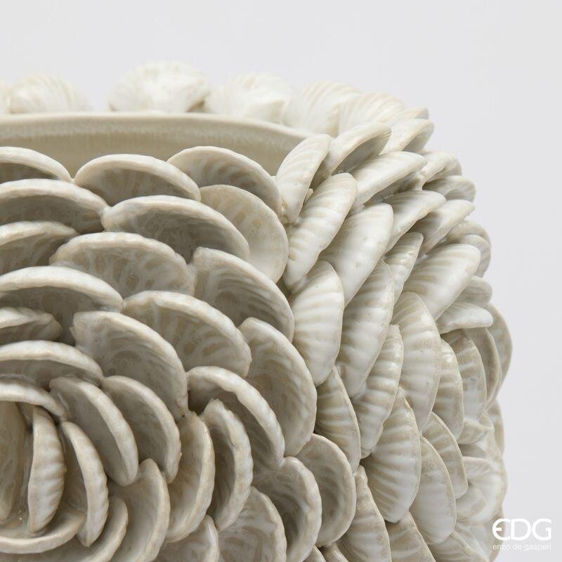 EDG Vaso Chakra a conchiglia bianco ceramica - Ø 37 x 32h cm - immagine 3