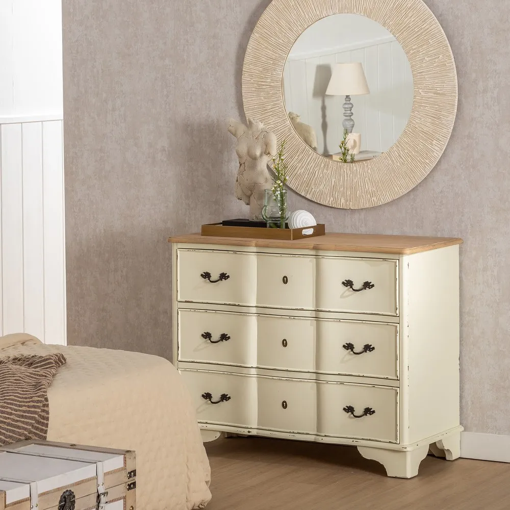 Cassettiera naturale / crema in legno di abete 100 x 45 x 80 cm - immagine 2