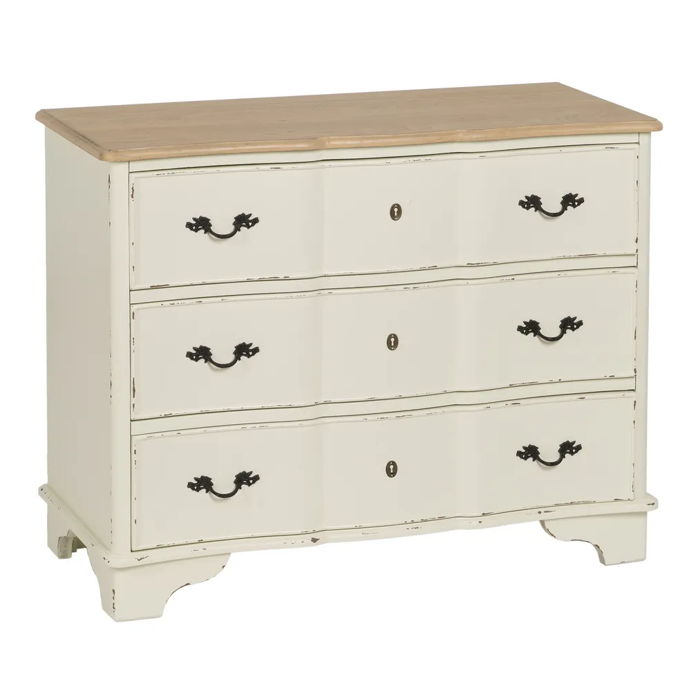 Cassettiera naturale / crema in legno di abete 100 x 45 x 80 cm - immagine 3