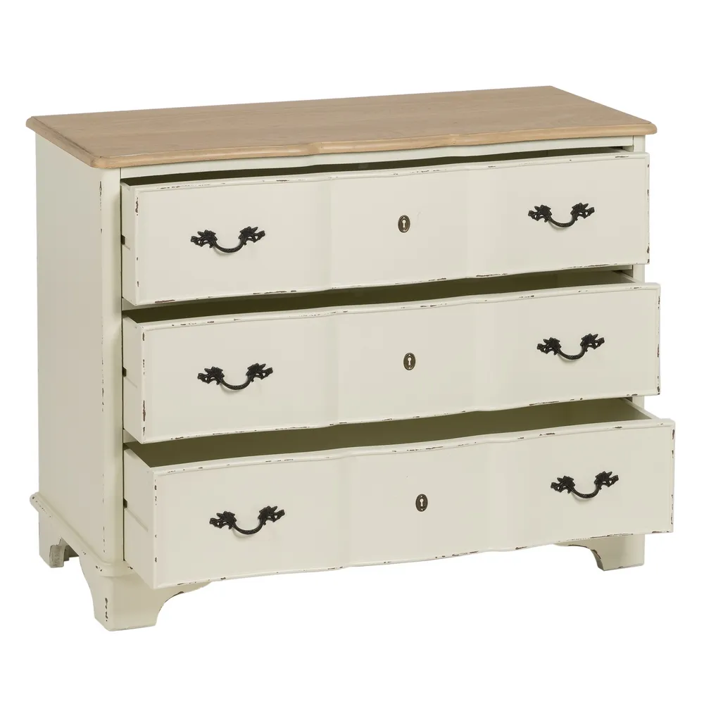 Cassettiera naturale / crema in legno di abete 100 x 45 x 80 cm - immagine 4