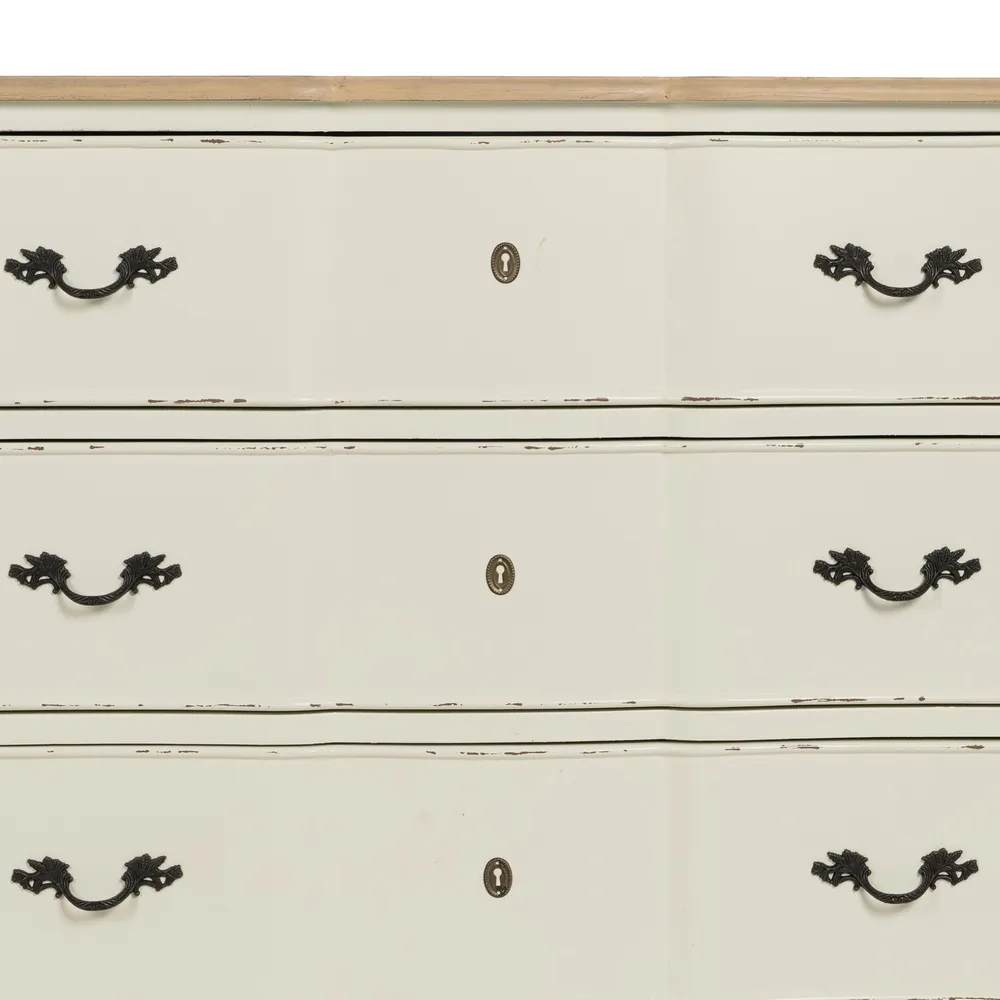 Cassettiera naturale / crema in legno di abete 100 x 45 x 80 cm - immagine 7