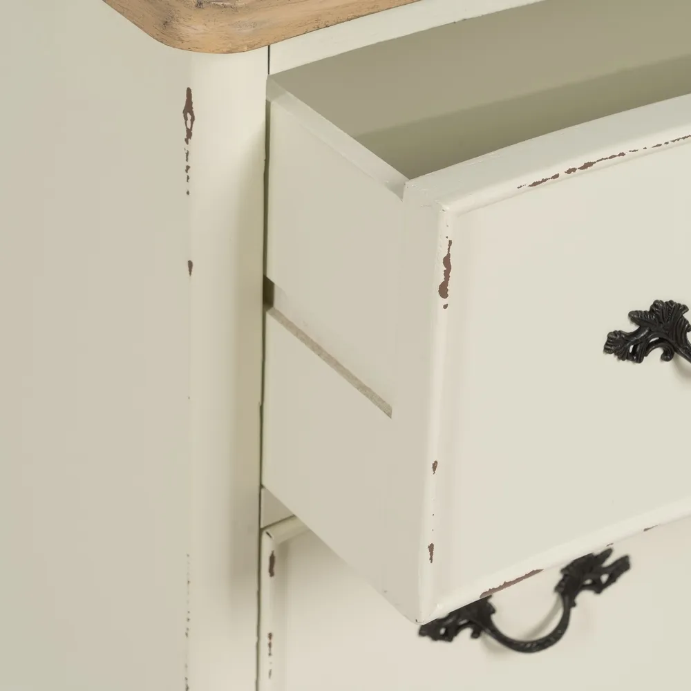 Cassettiera naturale / crema in legno di abete 100 x 45 x 80 cm - immagine 8