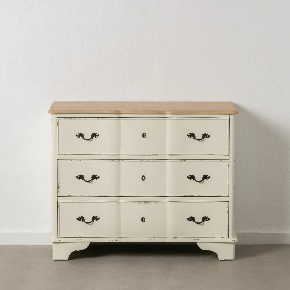 Cassettiera naturale / crema in legno di abete 100 x 45 x 80 cm