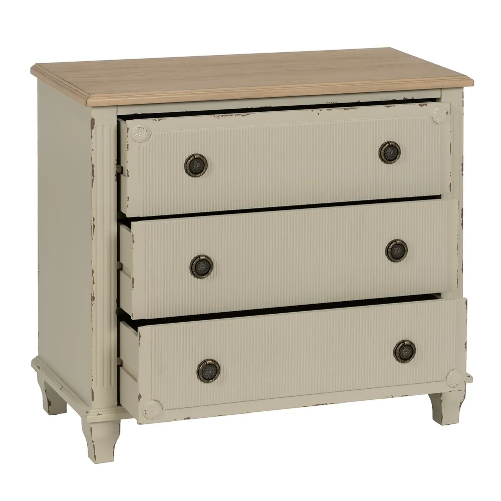 Cassettiera crema in legno di abete 80 x 38 x 73 cm - immagine 4