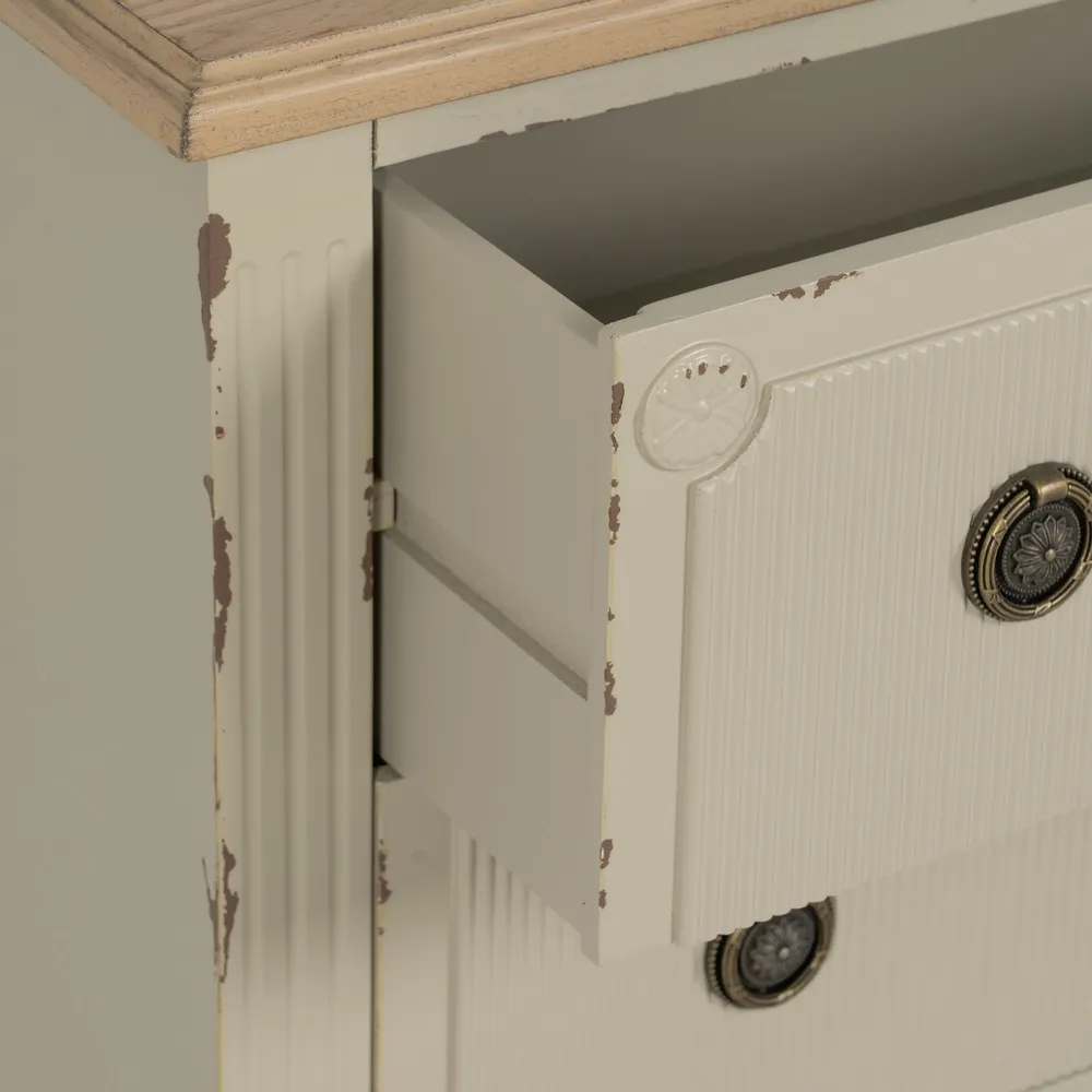 Cassettiera crema in legno di abete 80 x 38 x 73 cm - immagine 8