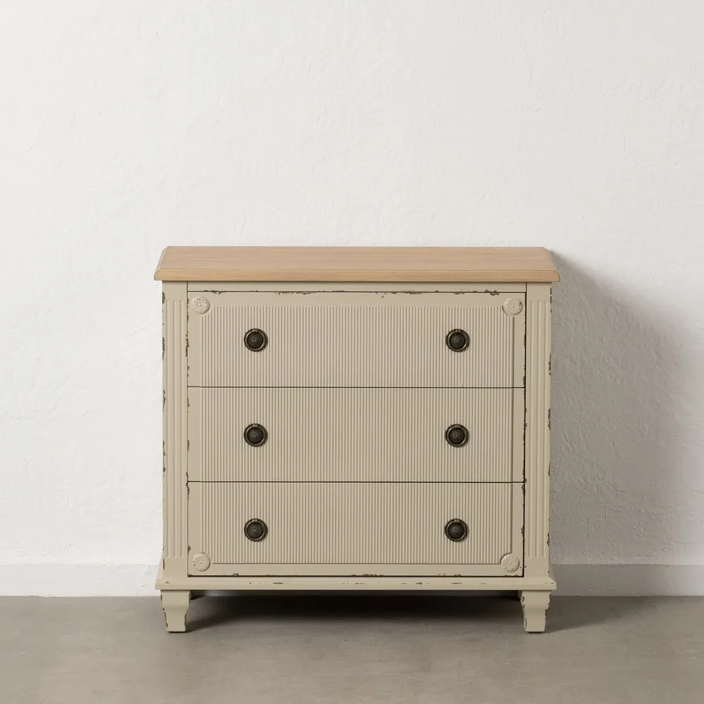Cassettiera crema in legno di abete 80 x 38 x 73 cm - immagine 2