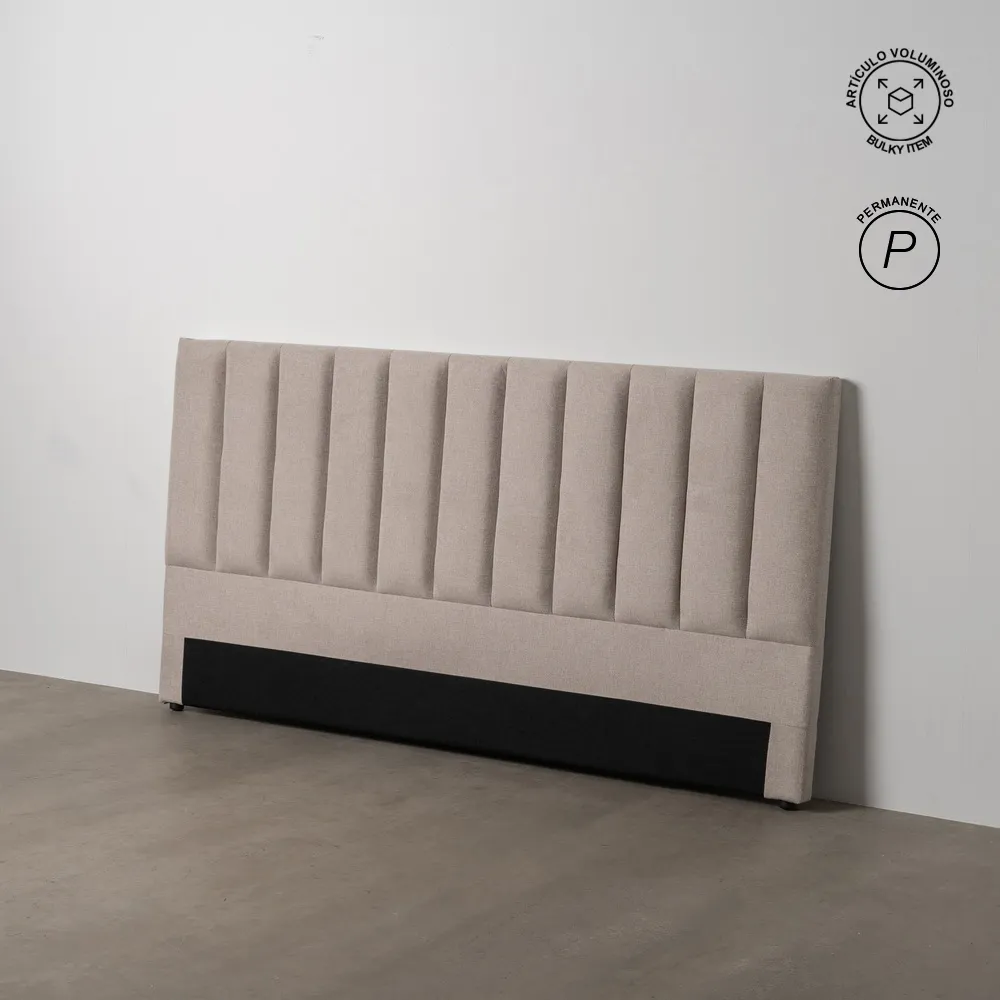 Testata in tessuto beige camera da letto 190 x 8 x 100 cm - immagine 2