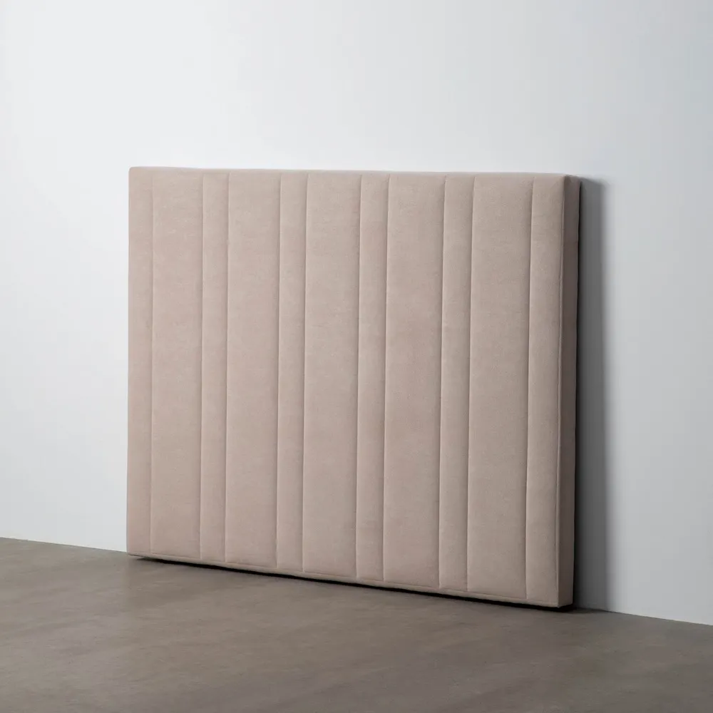 Testata beige camera da letto in tessuto 160 x 122 cm - immagine 2
