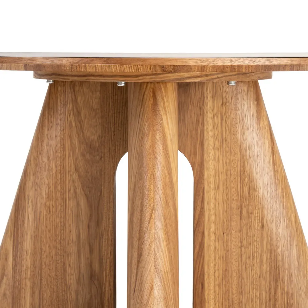 Tavolino da Caffè beige e marrone in legno e ceramica Ø 80 x 45h cm - immagine 5