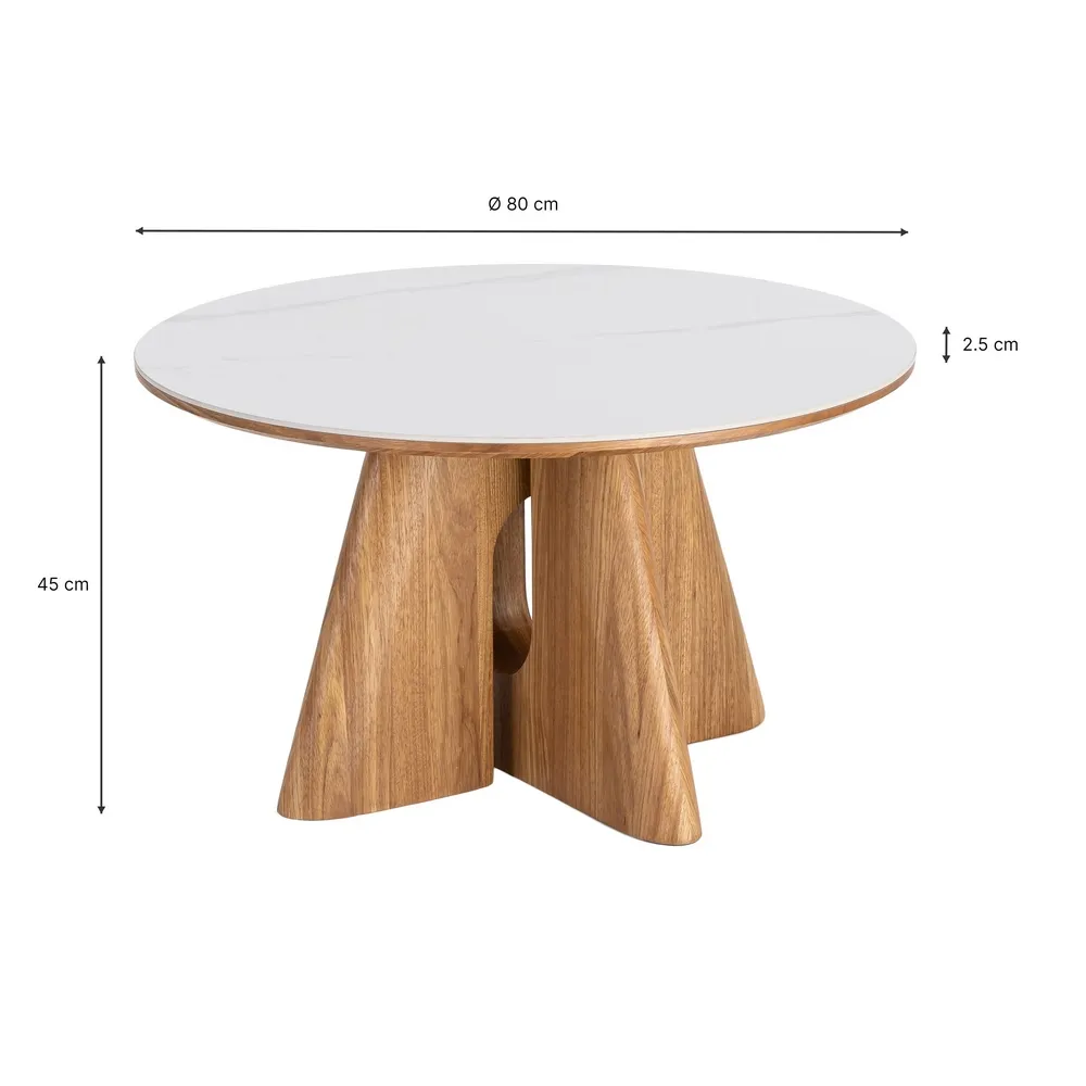 Tavolino da Caffè beige e marrone in legno e ceramica Ø 80 x 45h cm - immagine 9