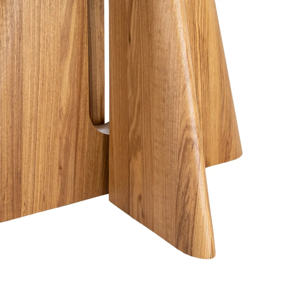 Tavolo da pranzo beige e marrone in legno e ceramica - Ø120 x 75h cm - immagine 6