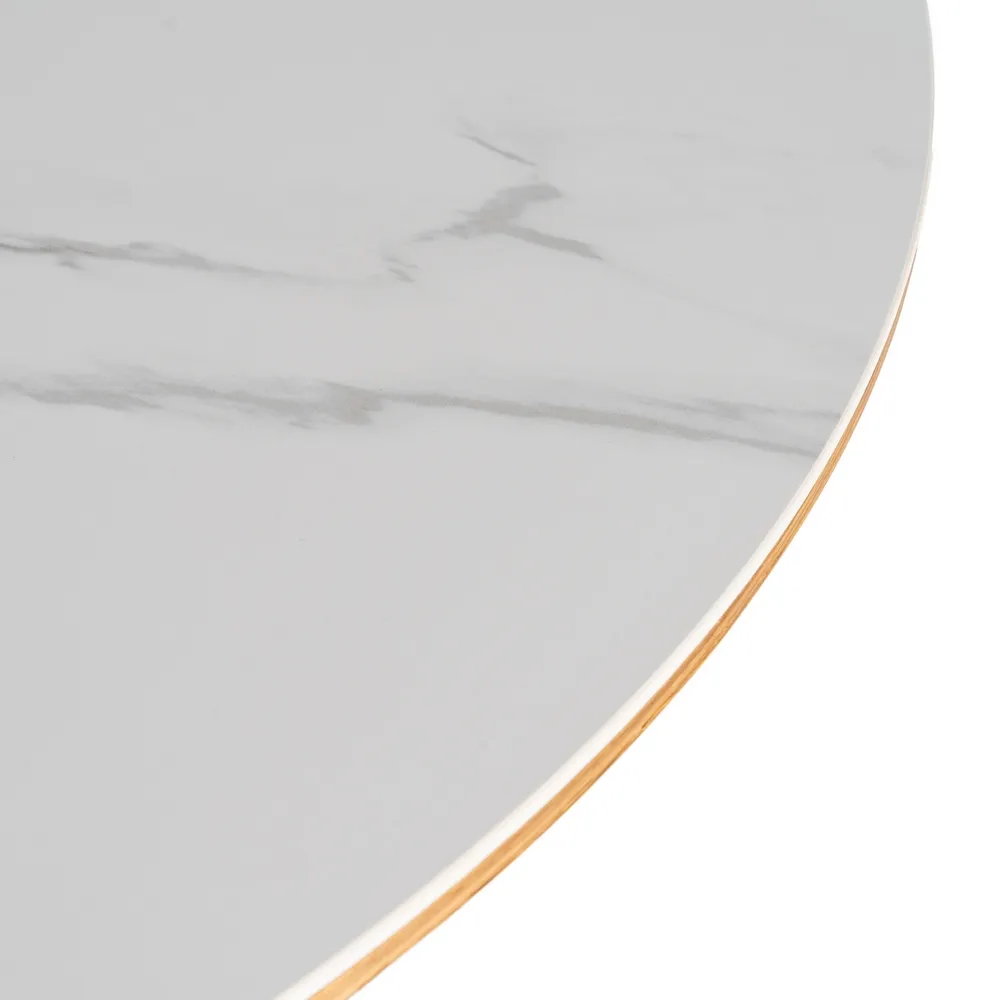 Tavolo da pranzo beige e marrone in legno e ceramica - Ø120 x 75h cm - immagine 7