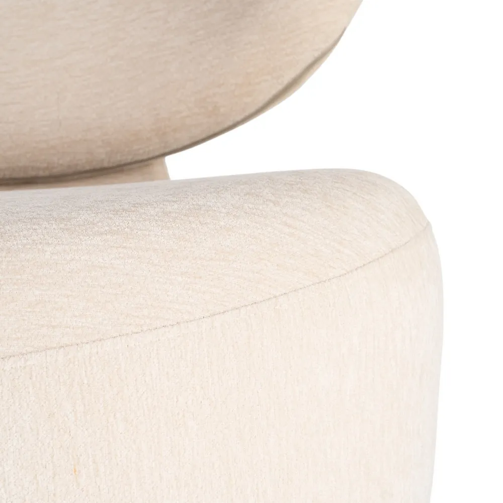Poltrona soggiorno crema in legno mdf e tela - 77 x 75 x 73,5 cm - immagine 4