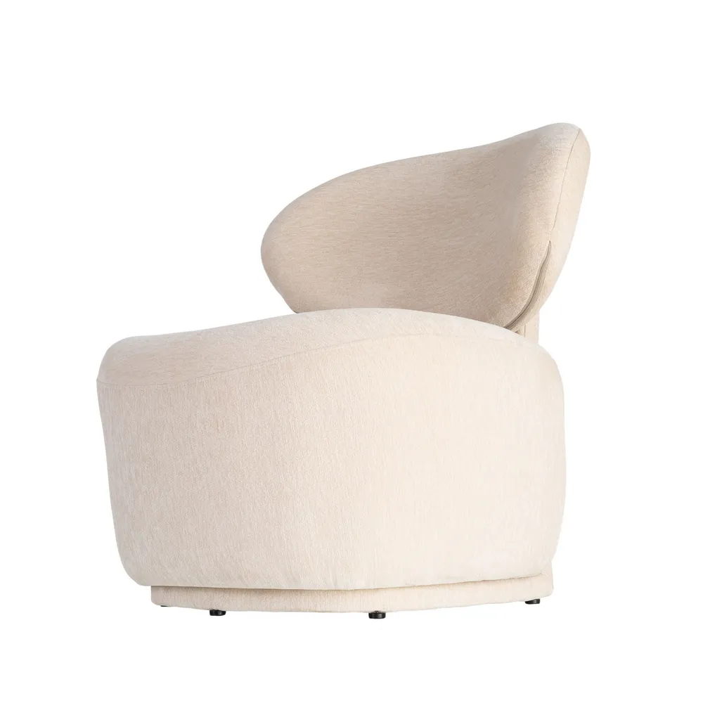 Poltrona soggiorno crema in legno mdf e tela - 77 x 75 x 73,5 cm - immagine 8