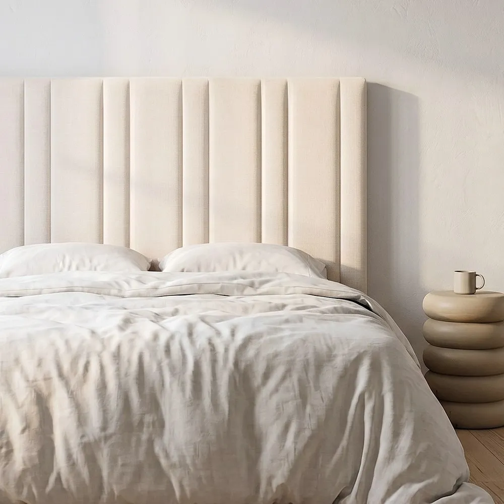 Testata camera da letto in tessuto crema 160 x 122 cm