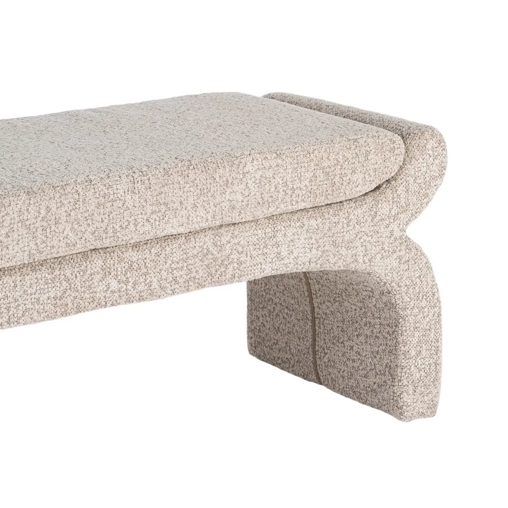 Panca contenitore in tessuto beige e legno di pino 115 x 43 x 45 cm - immagine 3