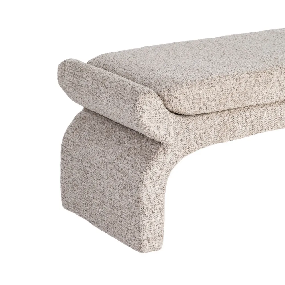 Panca contenitore in tessuto beige e legno di pino 115 x 43 x 45 cm - immagine 4