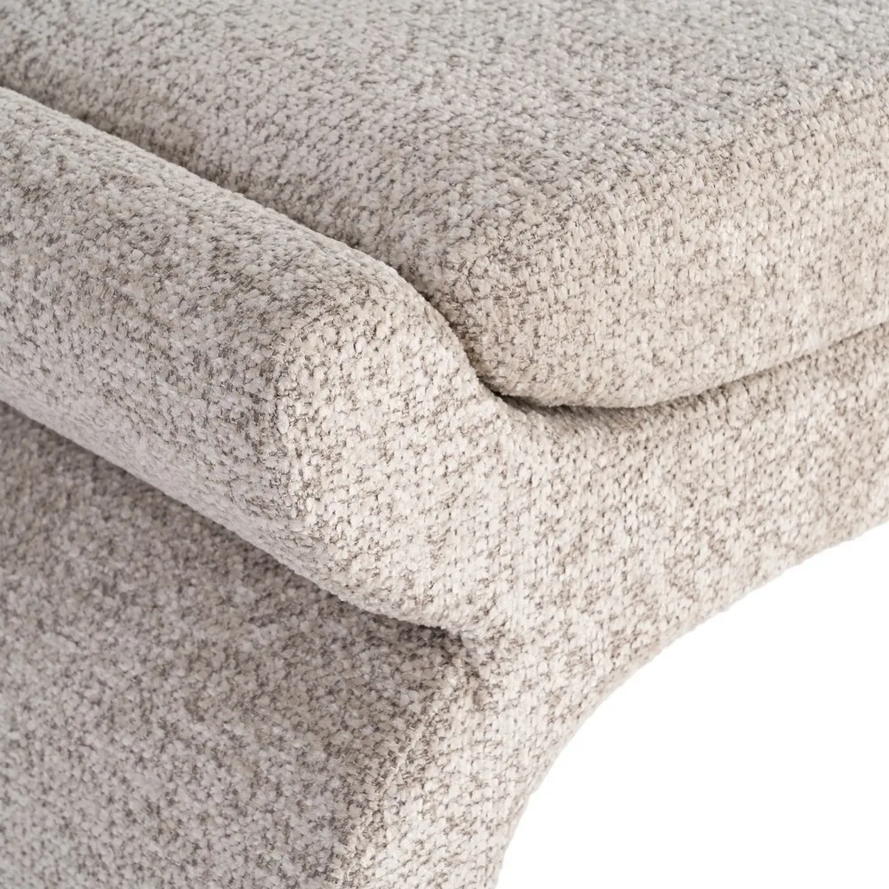 Panca contenitore in tessuto beige e legno di pino 115 x 43 x 45 cm - immagine 5