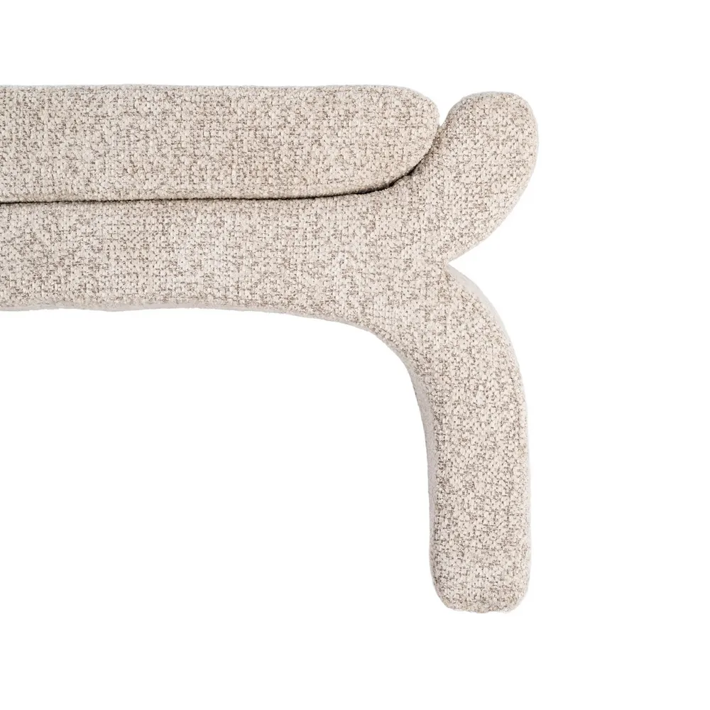 Panca contenitore in tessuto beige e legno di pino 115 x 43 x 45 cm - immagine 6