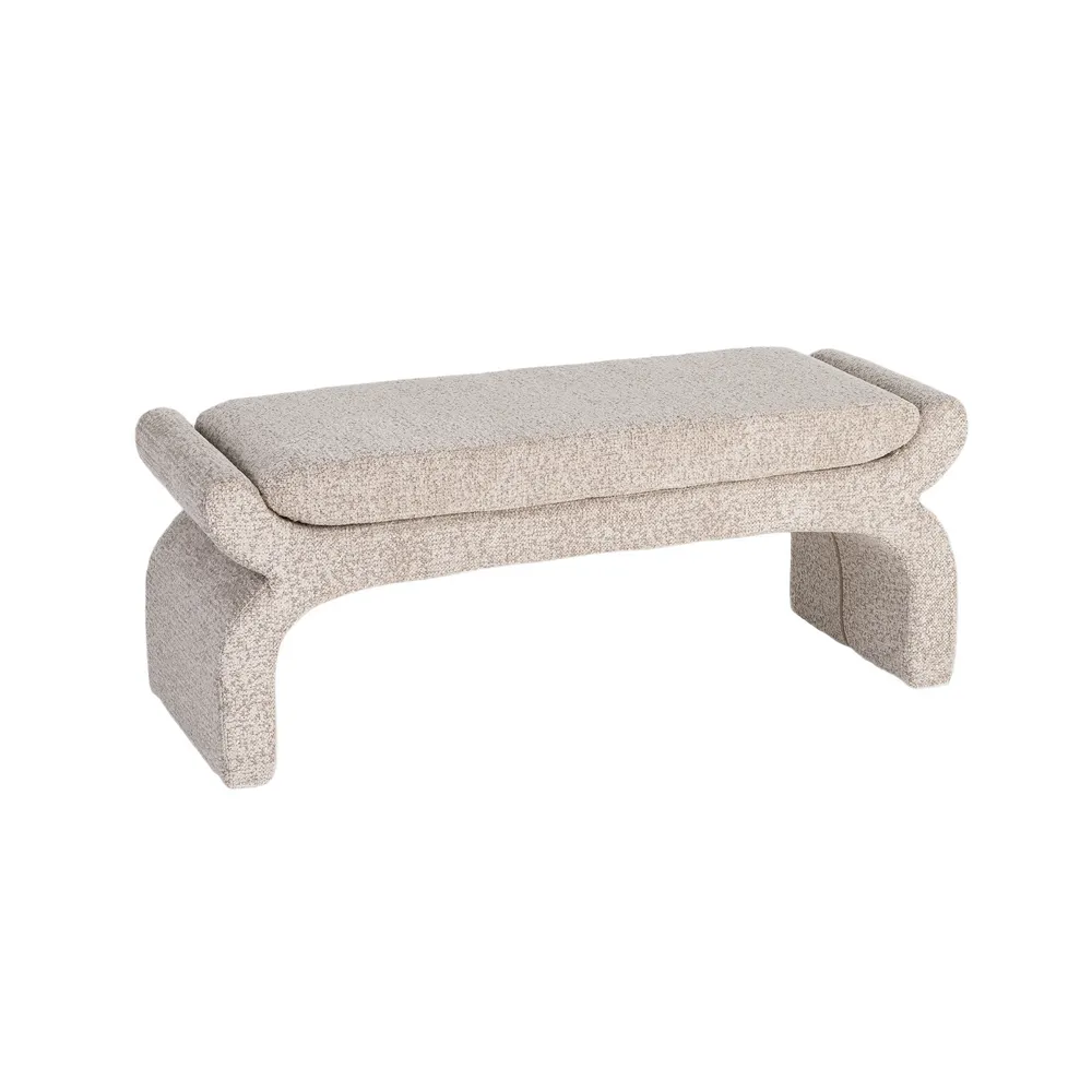 Panca contenitore in tessuto beige e legno di pino 115 x 43 x 45 cm - immagine 8