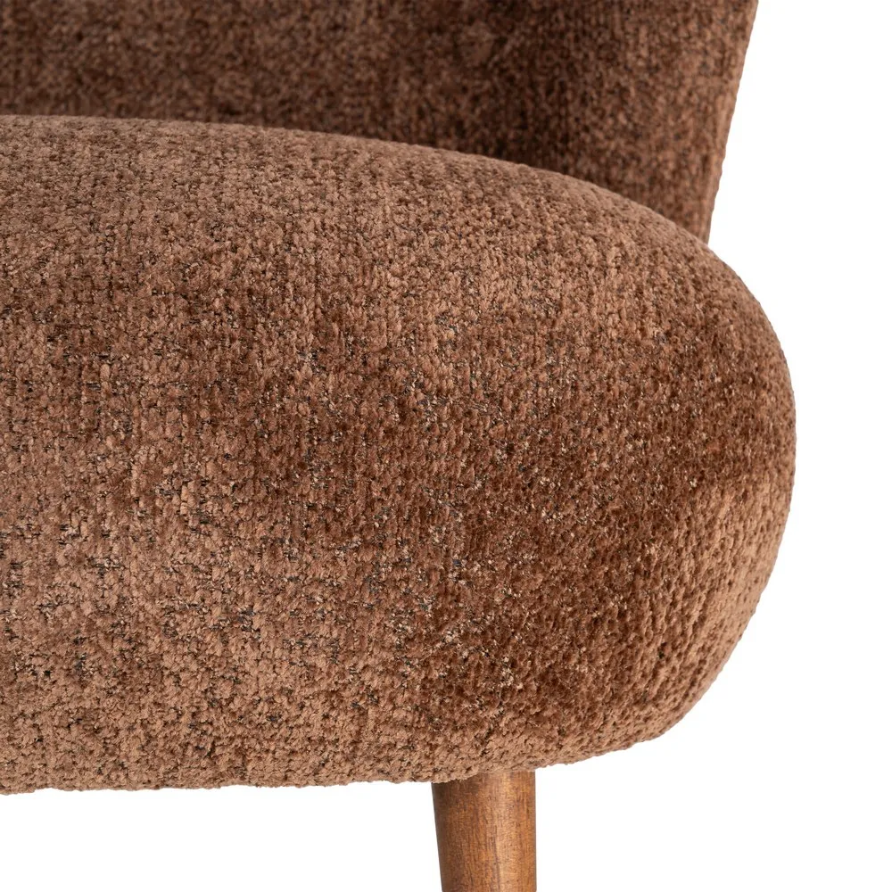 Poltrona tappezzeria marrone con legno di pino e caucciù - 78 x 77 x 72 cm - immagine 4