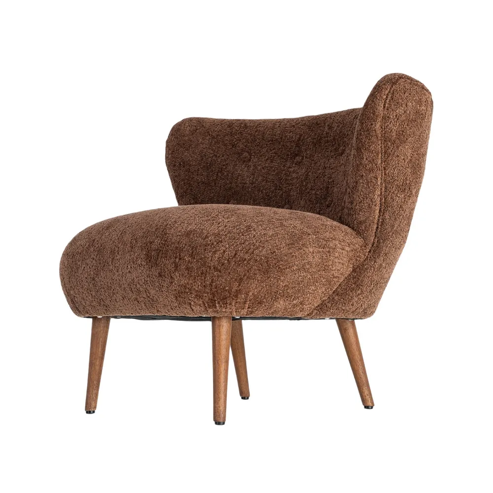 Poltrona tappezzeria marrone con legno di pino e caucciù - 78 x 77 x 72 cm - immagine 8