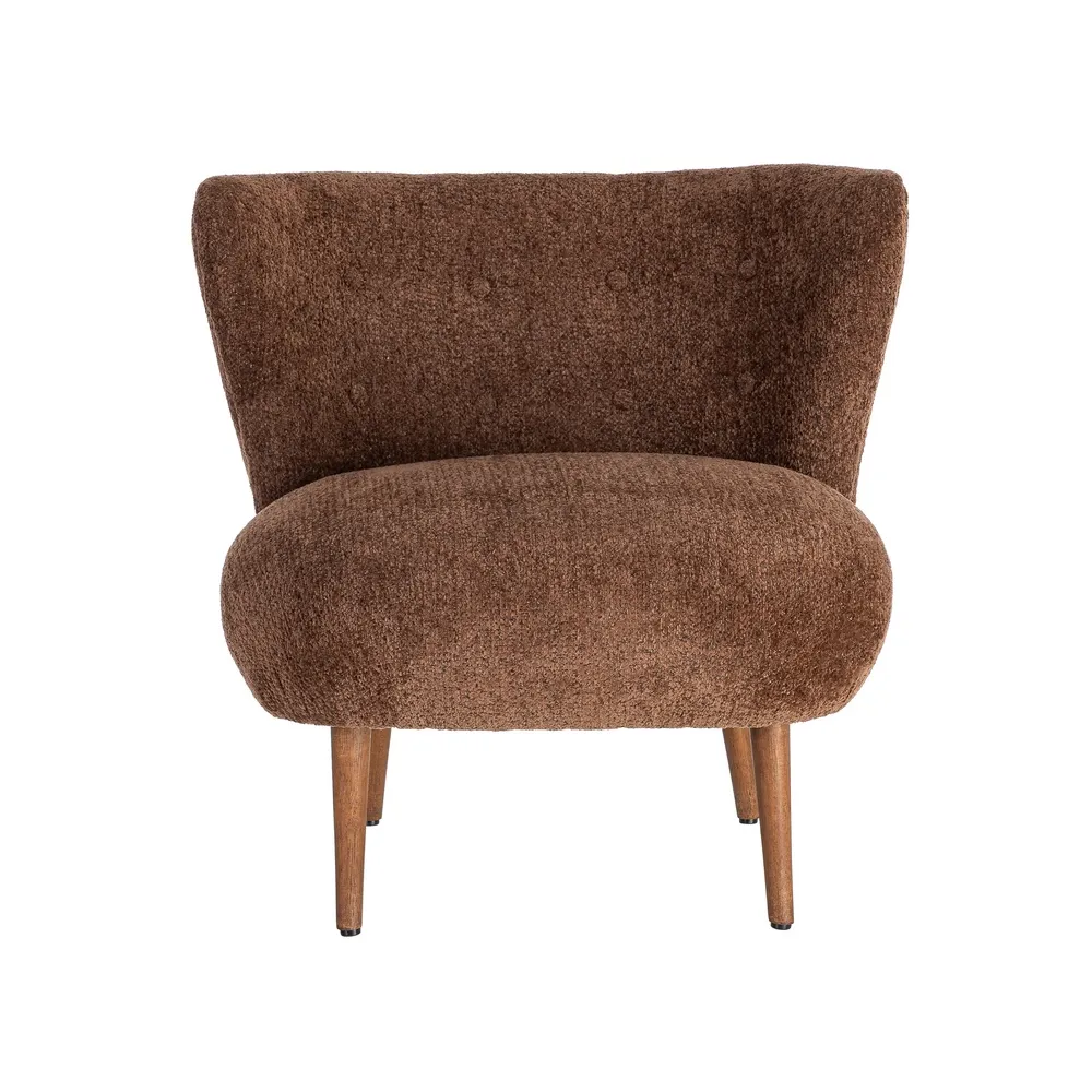 Poltrona tappezzeria marrone con legno di pino e caucciù - 78 x 77 x 72 cm - immagine 9