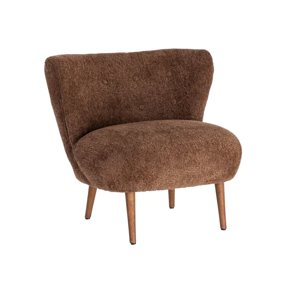 Poltrona tappezzeria marrone con legno di pino e caucciù - 78 x 77 x 72 cm - immagine 13